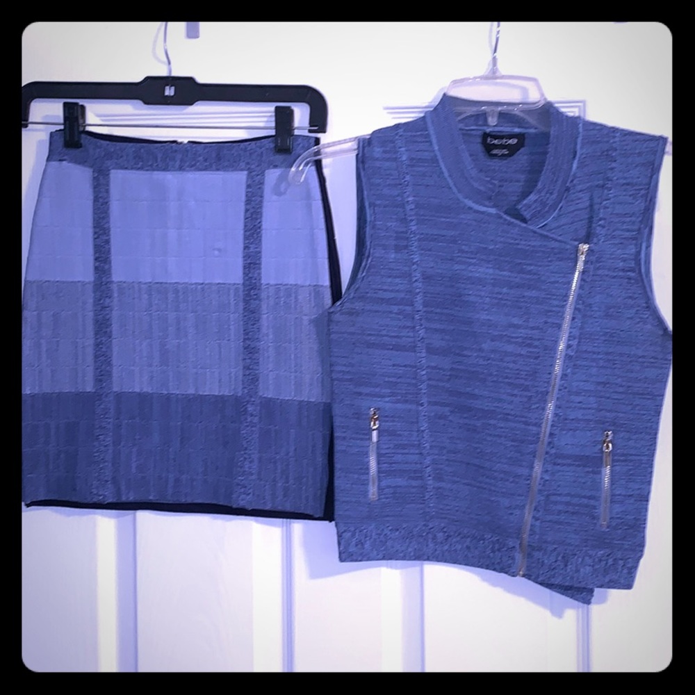 A denim like skirt set.